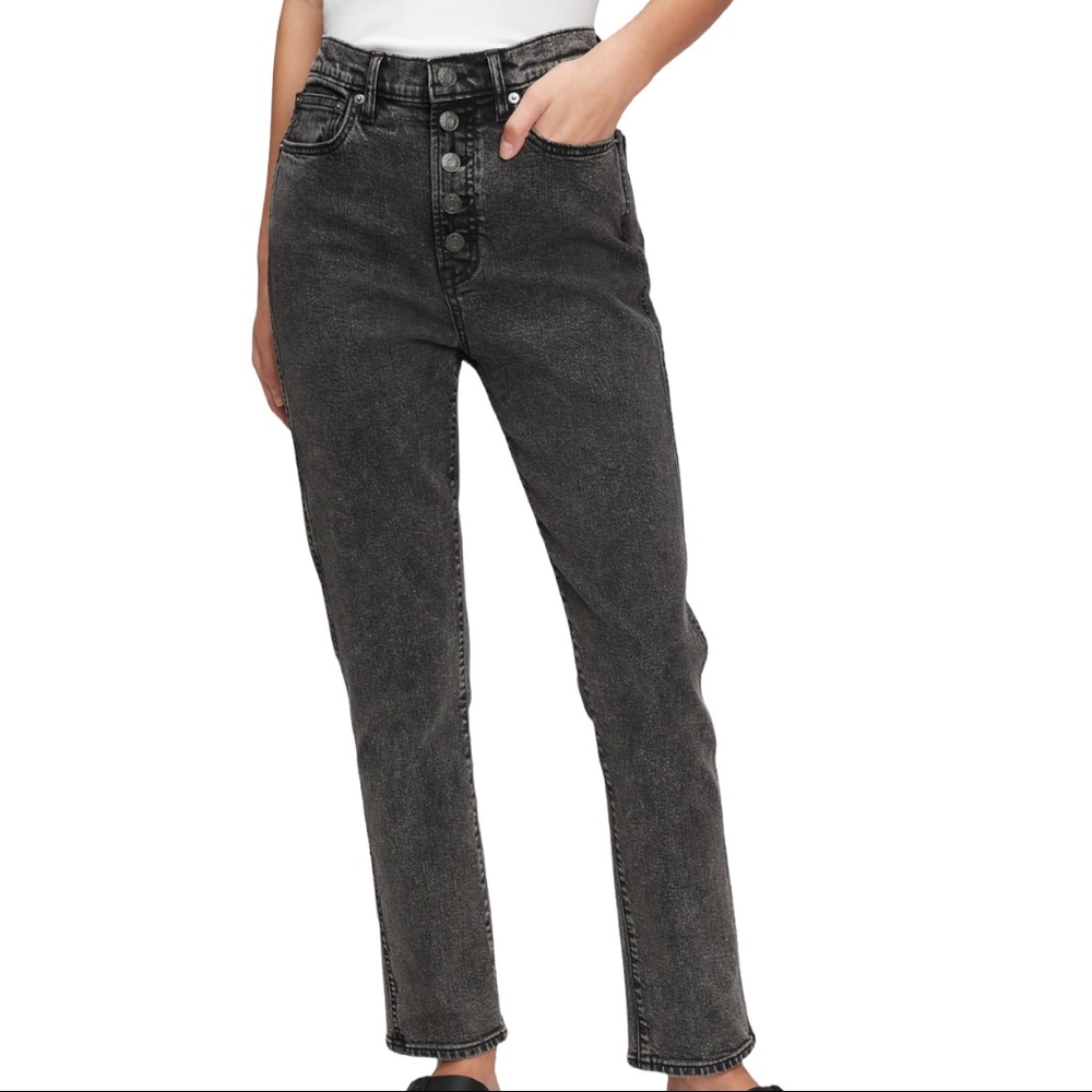 Gap Denim High Rise Vintage Cropped Slim Jeans - Washed Black Jeans - Size 6